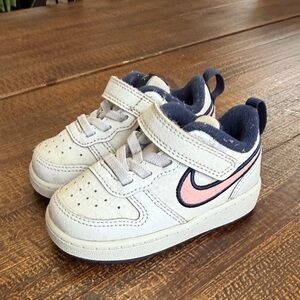 Nike Kids White and Pink Velcro Sneakers